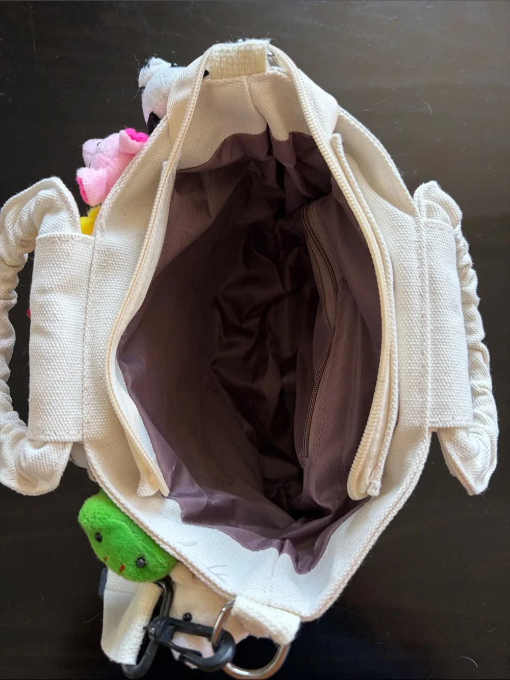 Kids Plush Finger Puppet Canvas Tote Bag - White with Multicolor Plush Animals